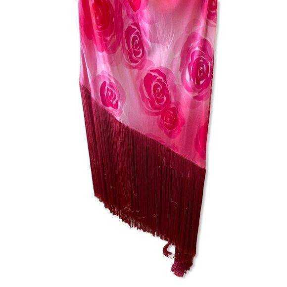 NWT MIRAE Belle Desert Rose Dress fringe hem print slip Revolve 42 10 - Picture 7 of 12